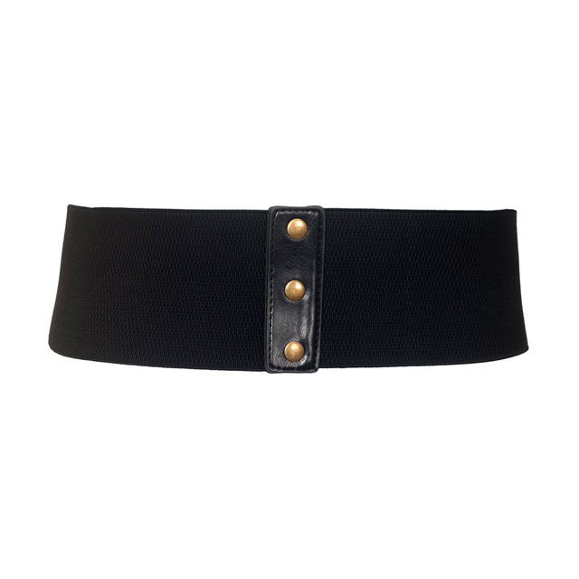 Plus size Faux Leather Corset Look Elastic Belt Black Photo 1