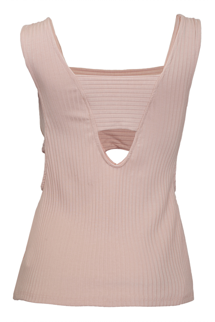 Plus Size Ribbed Deep V Cut-Out Tank Top Pink Photo 2