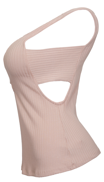 Plus Size Ribbed Deep V Cut-Out Tank Top Pink Photo 3