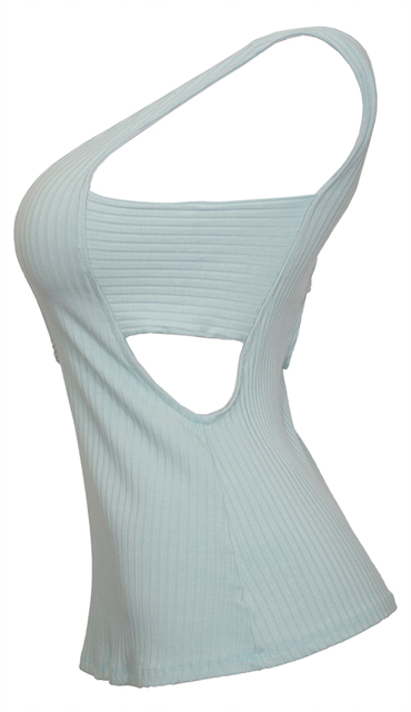 Plus Size Ribbed Deep V Cut-Out Tank Top Mint Photo 3