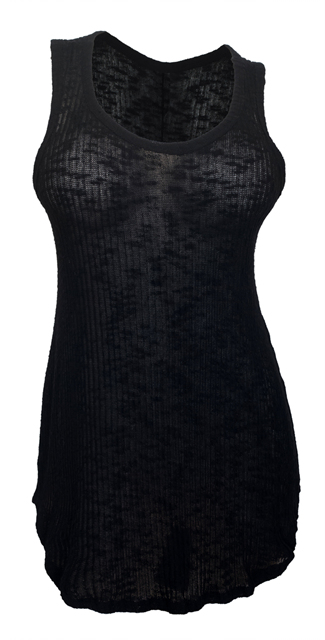 Plus size Sheer Knit Sleeveless Tunic Top Black Photo 1