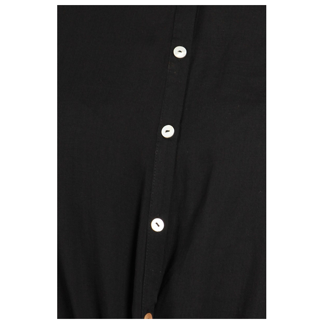 Women's Short Sleeve Button Down Blouse Black Photo 2