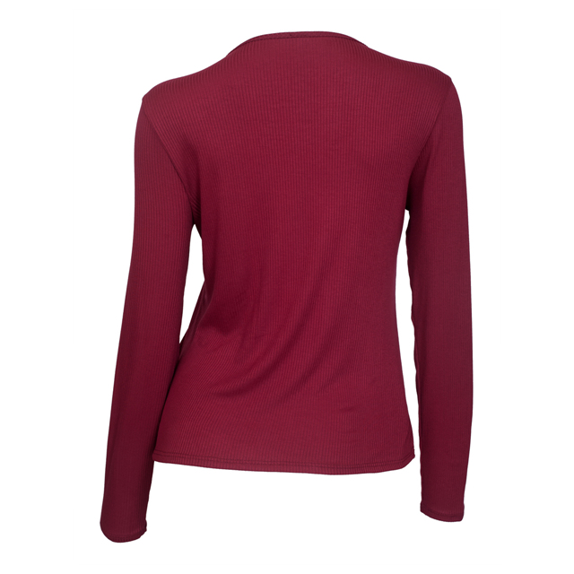 Women's O-ring Detail Long Sleeve Top Burgundy Photo 2