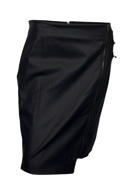 Plus Size Faux Leather Irregular Zip Skirt Black Photo 1