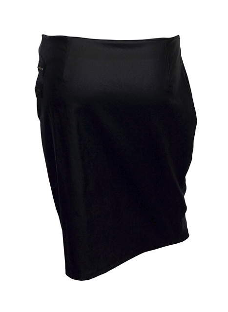 Plus Size Faux Leather Irregular Zip Skirt Black Photo 3