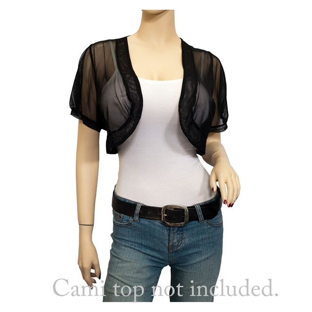 Jr Plus Size Sheer Cropped Bolero Shrug Black Photo 1