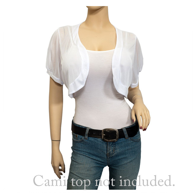 Jr Plus Size Sheer Cropped Bolero Shrug White Photo 1