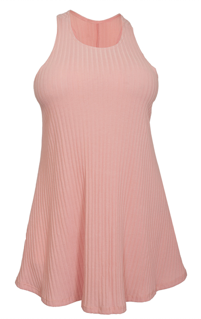 Plus Size Ribbed Sleeveless Racerback Tunic Top Pink Photo 1