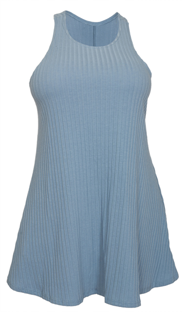 Plus Size Ribbed Sleeveless Racerback Tunic Top Blue Photo 1