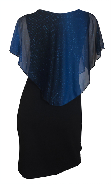 Plus Size Layered Poncho Dress Glitter Royal Blue Photo 2