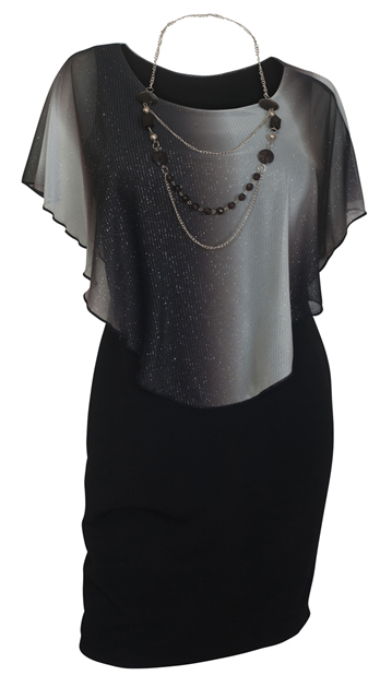 Plus Size Layered Poncho Dress Glitter Gray Photo 1