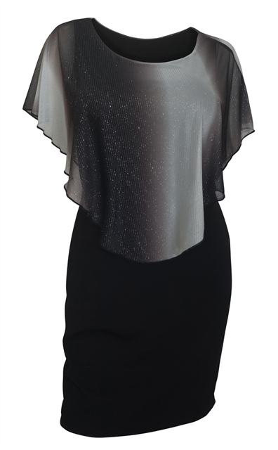 Plus Size Layered Poncho Dress Glitter Gray Photo 2