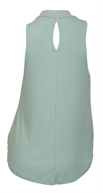 Plus Size Mock Turtleneck Sleeveless Peephole Back Top Sky Blue Photo 2