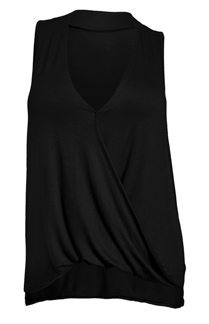 Plus Size Sleeveless Drape Front Top Black Photo 1