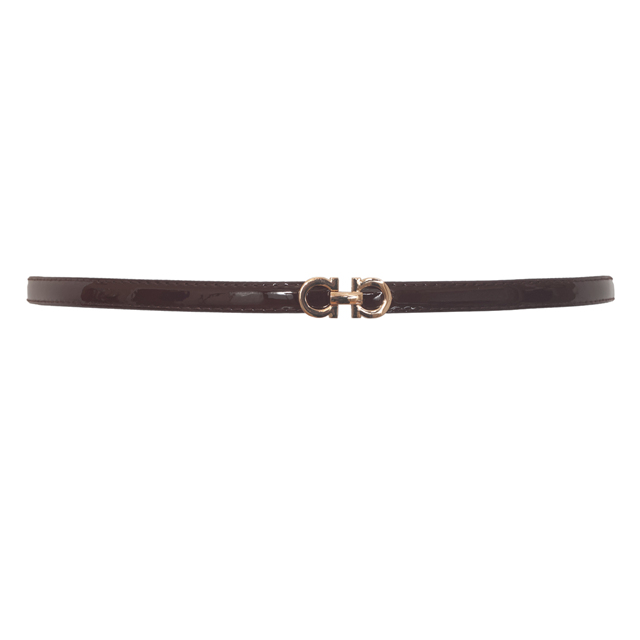 Plus size Adjustable Patent Leather Skinny Belt Brown Photo 1