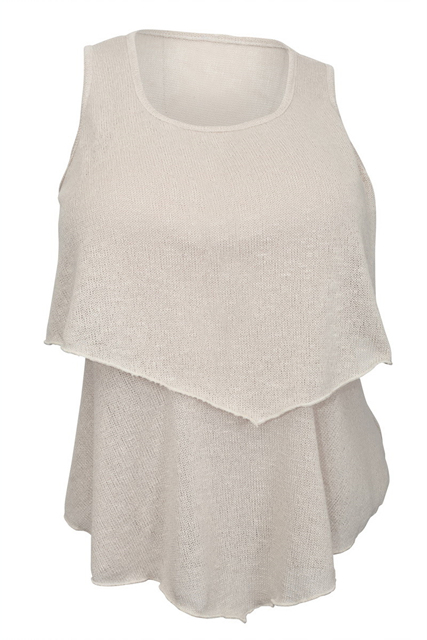 Plus Size Tiered Knit Top Ivory Photo 2