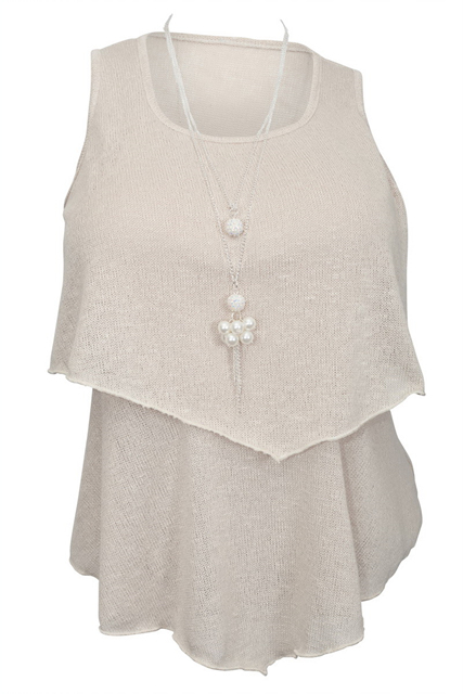 Plus Size Tiered Knit Top Ivory Photo 1