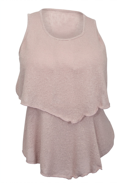 Plus Size Tiered Knit Top Pink Photo 2