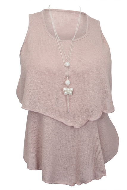 Plus Size Tiered Knit Top Pink Photo 1