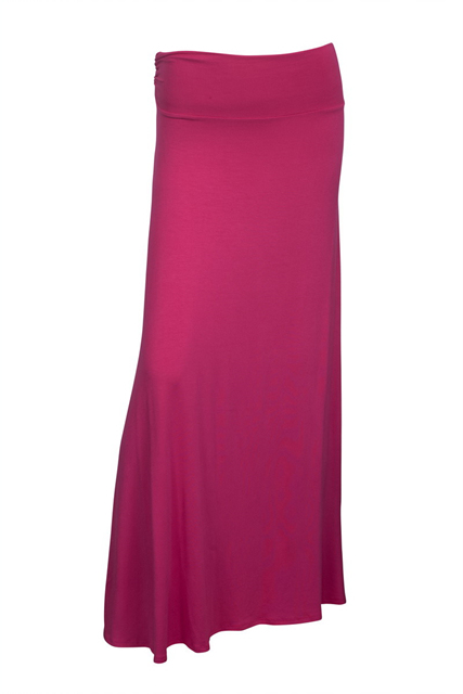 Plus Size Ruched Waist Hip Hugger Long Skirt Pink Photo 1