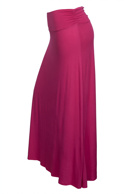 Plus Size Ruched Waist Hip Hugger Long Skirt Pink Photo 2