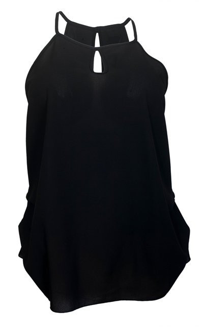 Plus Size Sleeveless Chiffon Front Keyhole Top Black Photo 1