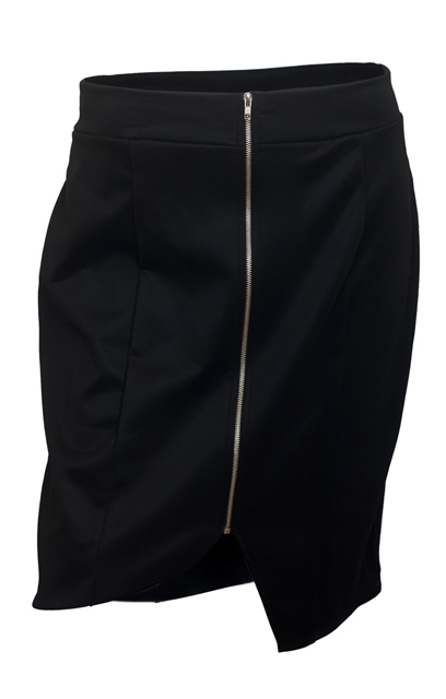 Plus Size Zipper Front Mini Skirt Black Photo 1