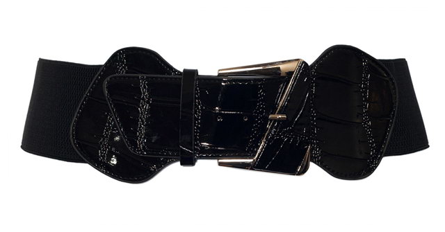 Plus Size Leatherette Elastic Fashion Belt Black Photo 1