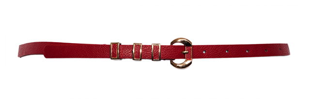 Plus Size Leatherette Belt with Gold Buckle Red Photo 1