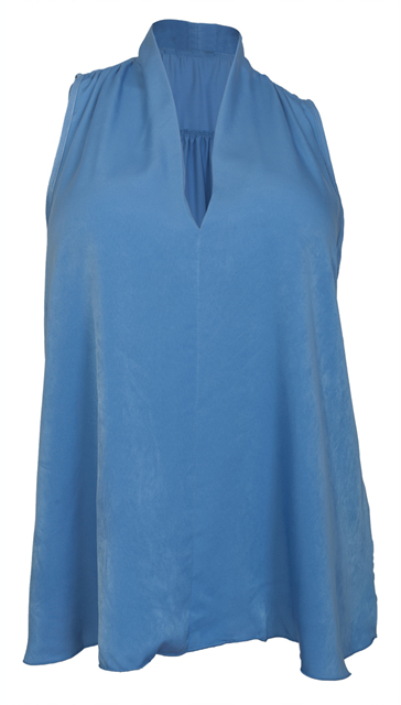 Plus size Pleat V-Neck Blouse Blue Photo 1