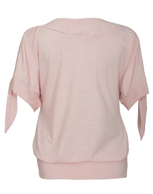 Women's Cold Shoulder Top with Necklace Detail Pink Photo 2