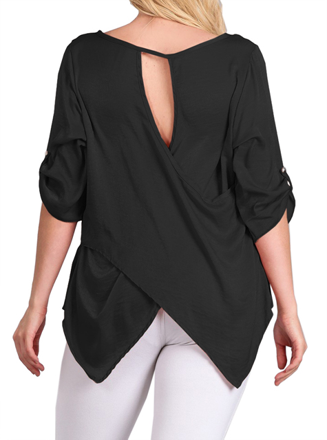 Women's Crossed Back Top Black Photo 1