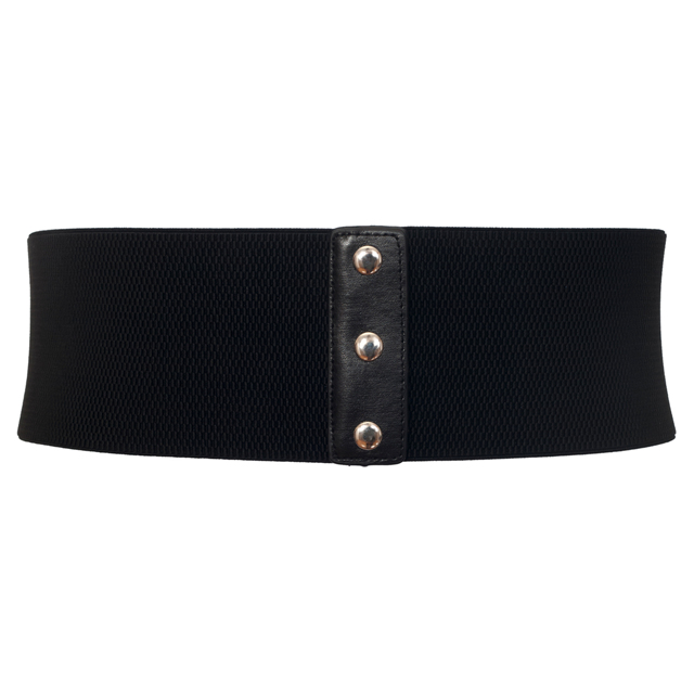 Plus size Faux Leather Lace Up Detail Wide Elastic Belt Black Photo 2