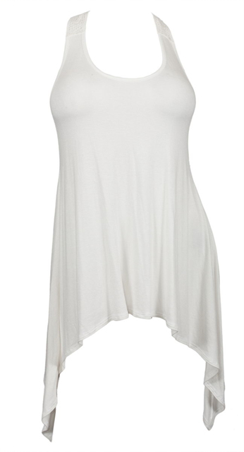 Plus size Laced Back Sleeveless Tunic Top Off White Photo 1