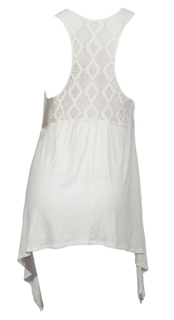 Plus size Laced Back Sleeveless Tunic Top Off White Photo 2