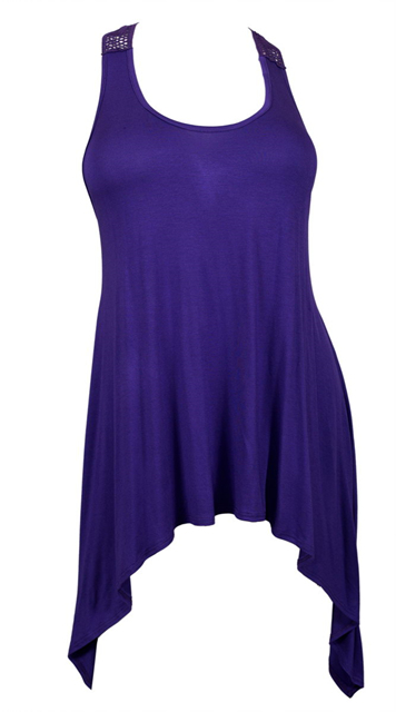 Plus size Laced Back Sleeveless Tunic Top Purple Photo 1