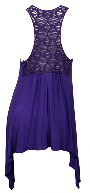 Plus size Laced Back Sleeveless Tunic Top Purple Photo 2