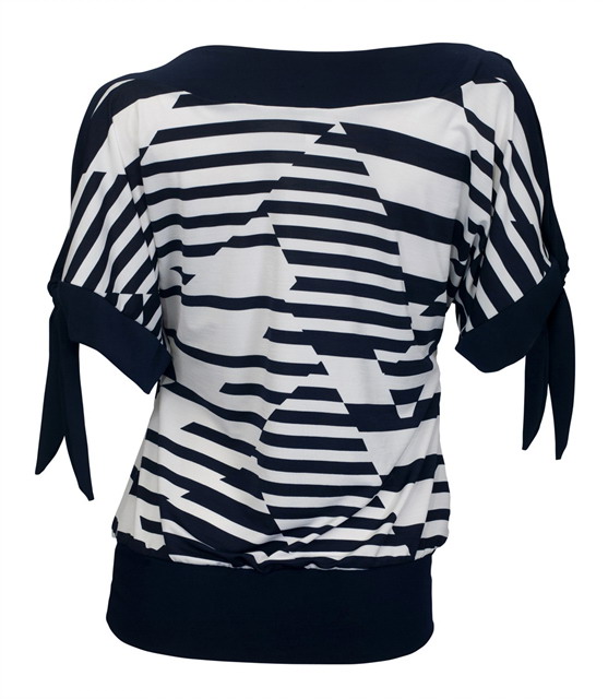 Plus size Off Shoulder Stripe Print Top Navy Photo 2