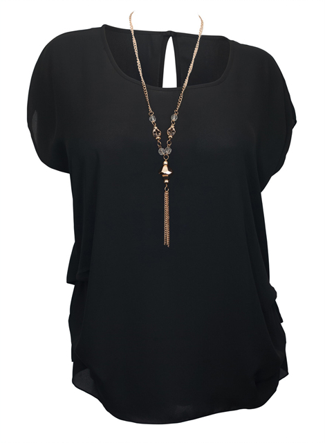 Plus size Keyhole Back Top Black Photo 1