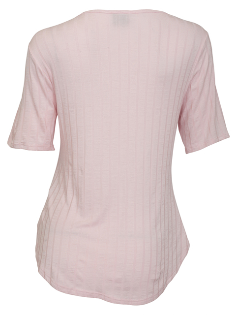 Plus Size V-Neck Curved Hem Top Pink Photo 2