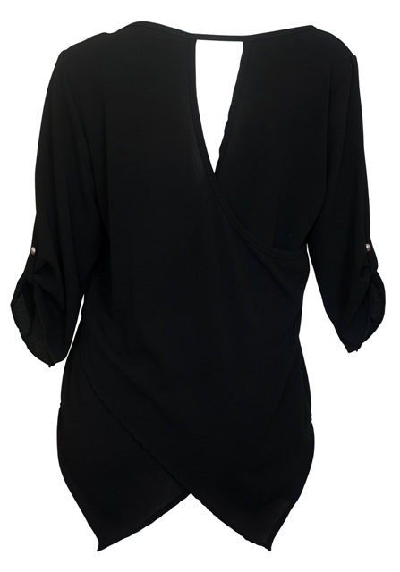 Plus Size Wide Scoop Neck Open Back Top Black Photo 2