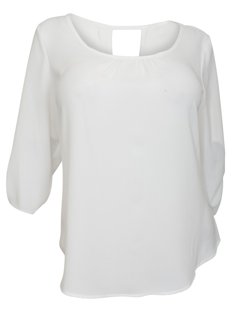 Plus Size Wide Scoop Neck Open Back Top White Photo 1