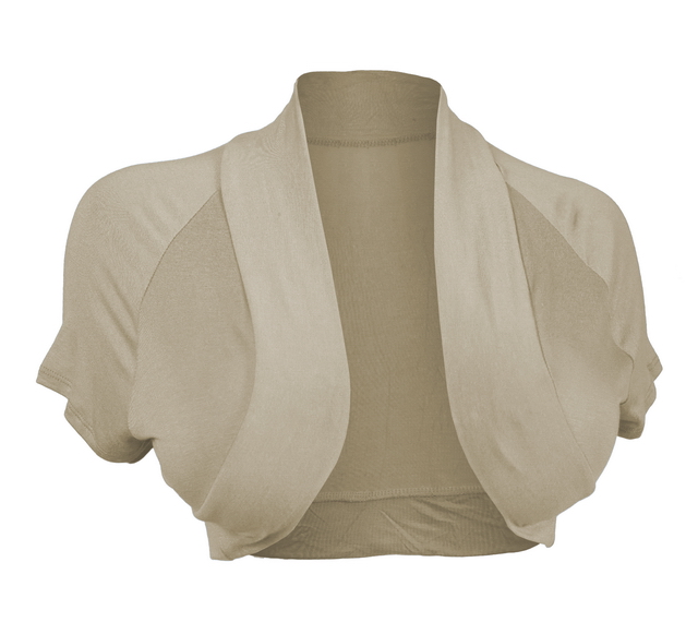 Plus Size Open Front Cropped Bolero Shrug Khaki2 Photo 1