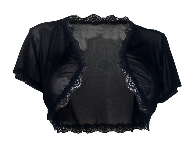 Plus size Lace Trim Sheer Bolero Black Photo 1