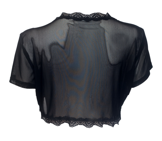 Plus size Lace Trim Sheer Bolero Black Photo 2