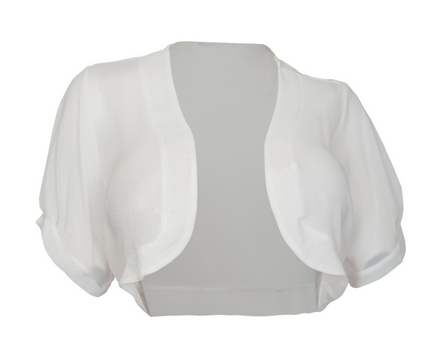 Plus size Sheer Open Front Bolero Shrug White Photo 1