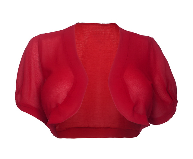 Plus size Sheer Open Front Bolero Shrug Red Photo 1