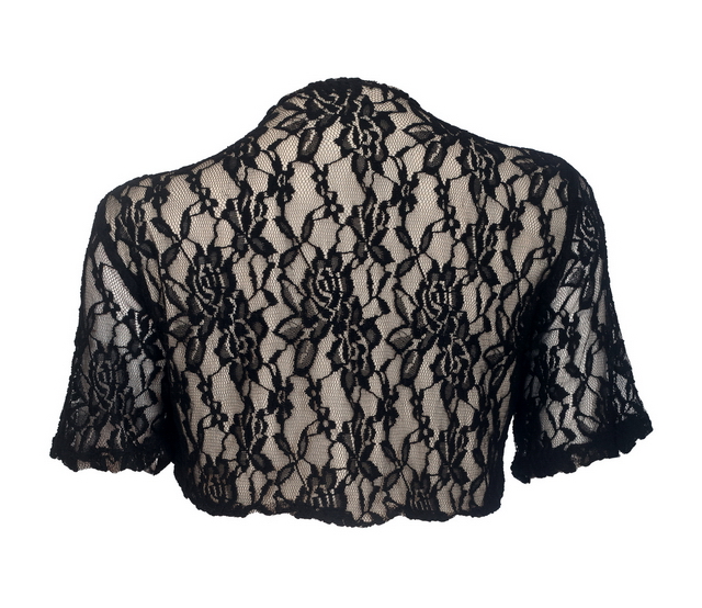 Plus size Open Front Floral Lace Overlay Bolero Black Photo 2