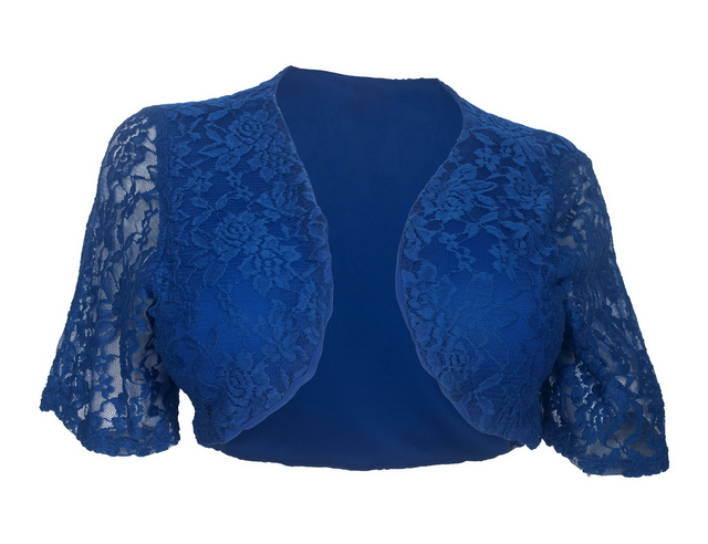 Plus size Open Front Floral Lace Overlay Bolero Blue Photo 1