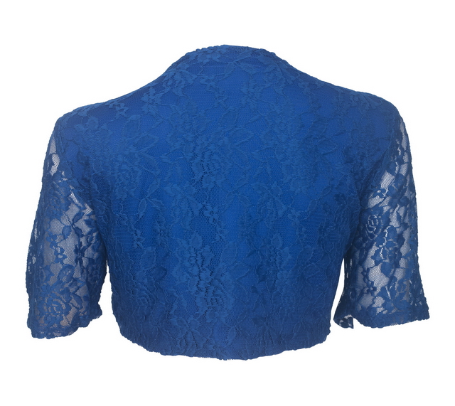 Plus size Open Front Floral Lace Overlay Bolero Blue Photo 2